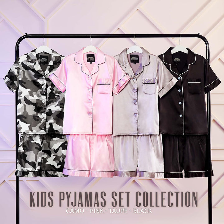 CityComfort Schlafanzug Mädchen Kurz Satin Pyjama Kinder Schlafanzug Teenager Weiche Atmungsaktive S