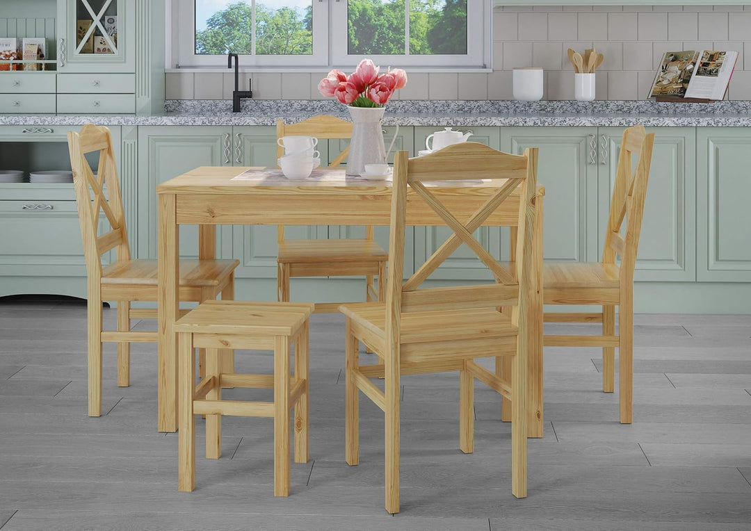 Erst-Holz Holzhocker Massivholzsitz ohne Lehne in Kiefer massiv Natur oder weiss V-90.71-41, Holzart