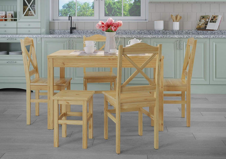 Erst-Holz Holzhocker Massivholzsitz ohne Lehne in Kiefer massiv Natur oder weiss V-90.71-41, Holzart