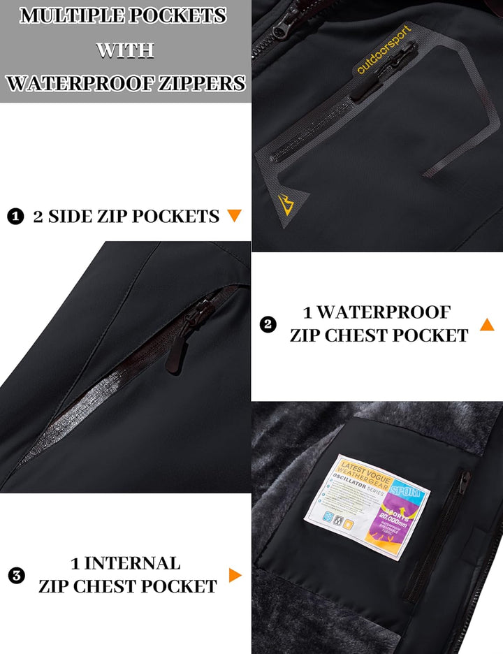 MAGCOMSEN Winterjacke Damen Softshell Funktionsjacke Wasserabweisende Outdoor Ski Jacke Fleece Windd