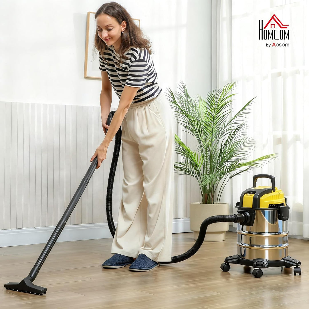 HOMCOM 3-in-1 Nass-Trockensauger 1200 W Staubsauger mit 20L Edelstahlbehälter Ø32mm Schlauchsystem B