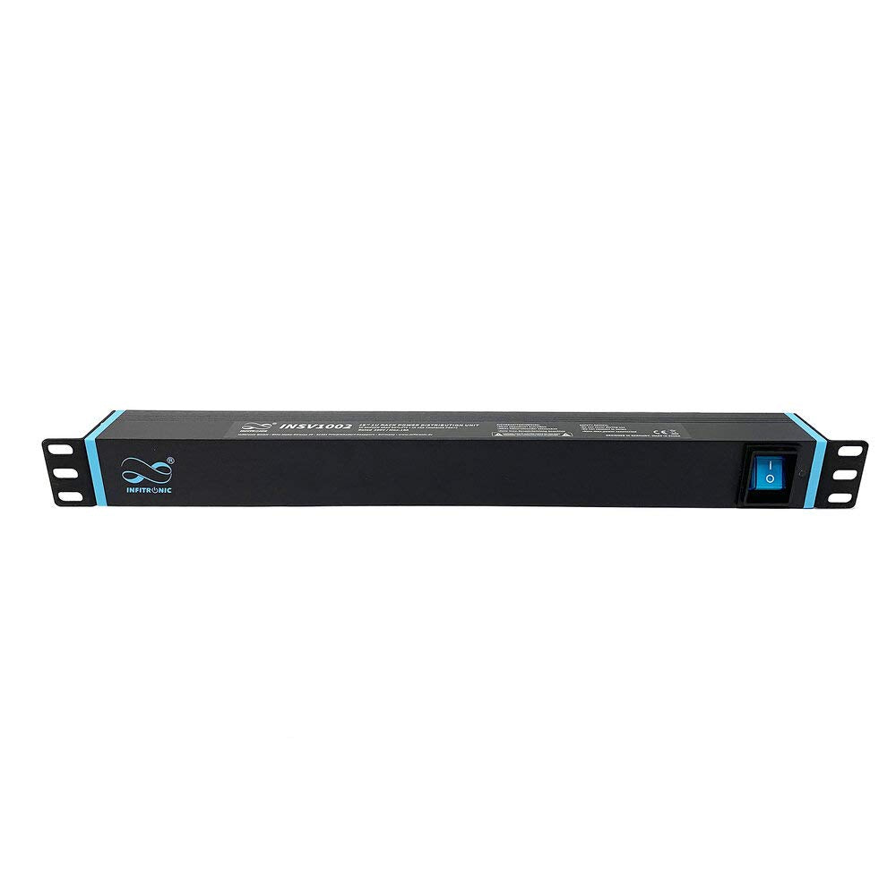 Infitronic - INSV1002-19 Zoll Steckdosenleiste Stromverteiler Rackleuchte 8 Fach 1 HE mit 2 x USB Ch