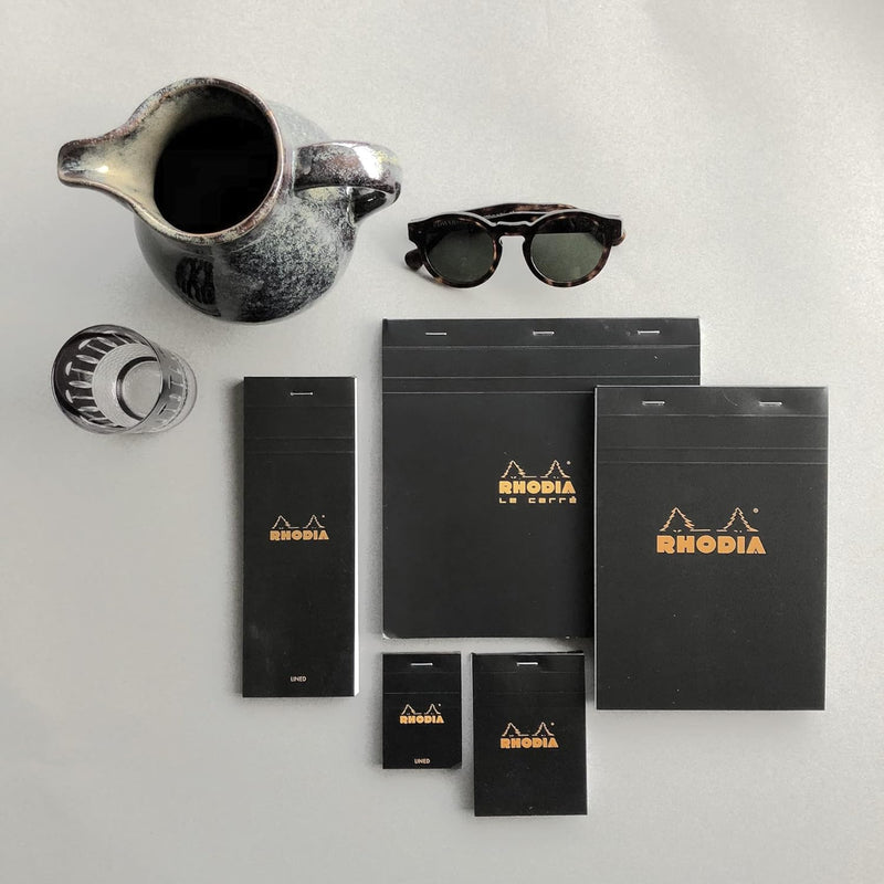 Rhodia 192009C - Packung mit 5 Notizblöcken geheftet No.19 A4+ 80 Blätter kariert 80g, Schwarz, 1 Pa