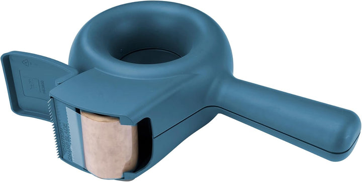 helit H6380034 - Klebebandabroller „the bagel“, blau, Paketbandabroller, Kleberoller, Handabroller,