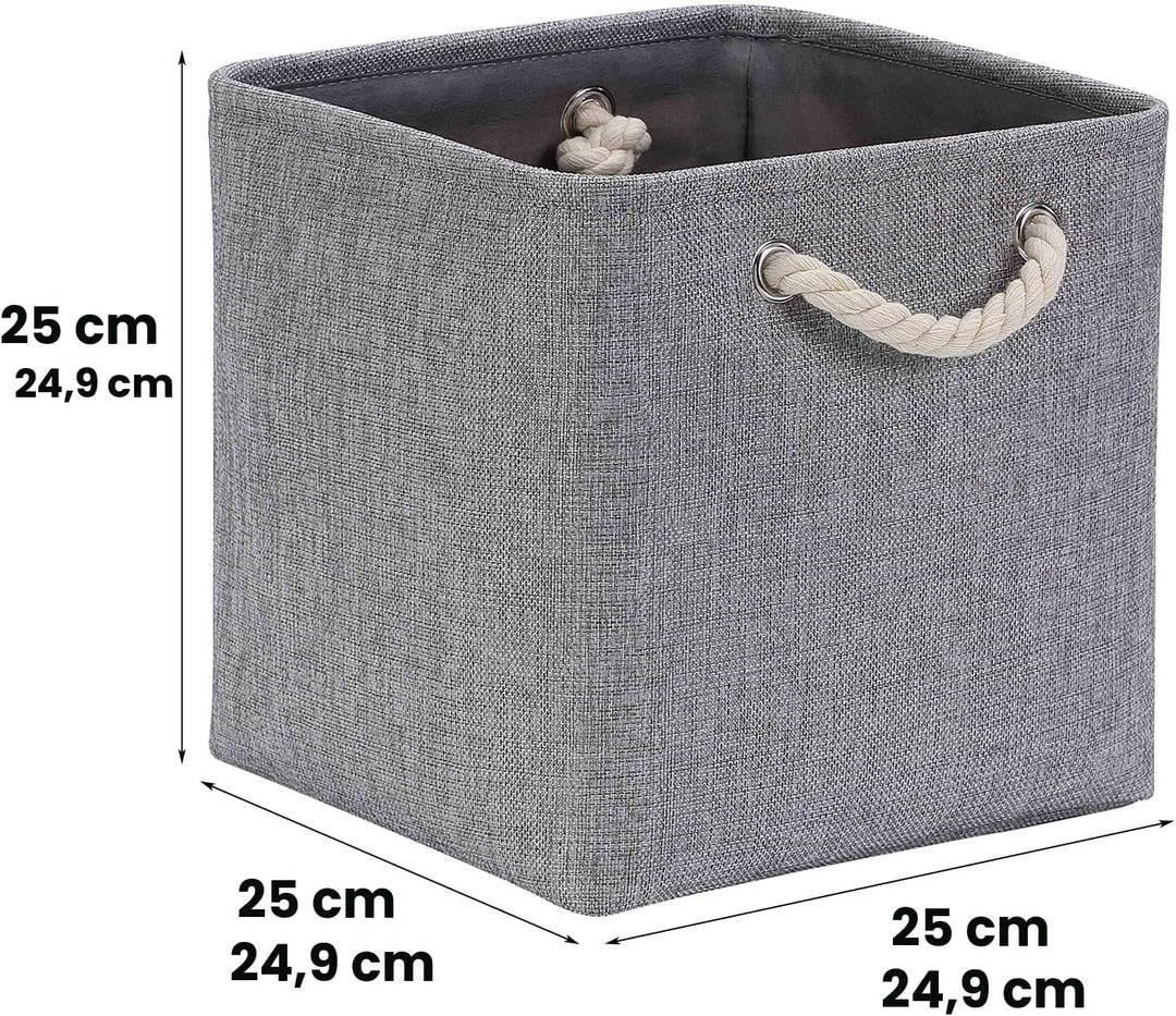 Mangata Aufbewahrungsbox Stoff 25x25x25 cm, aufbewahrungskorb Grau, Korbe Stoff in Würfel für Schran