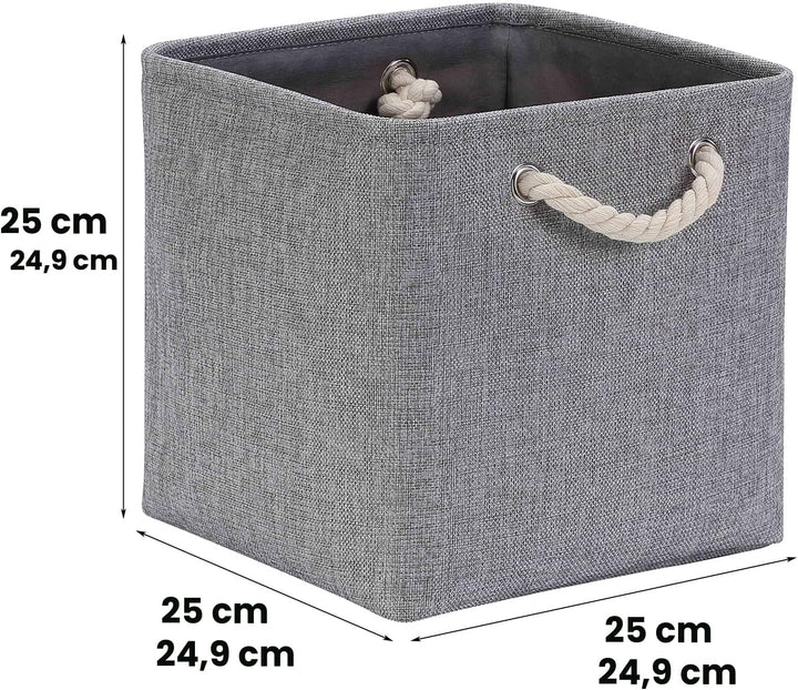 Mangata Aufbewahrungsbox Stoff 25x25x25 cm, aufbewahrungskorb Grau, Korbe Stoff in Würfel für Schran