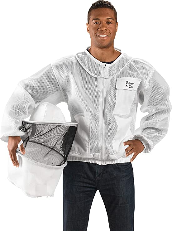 Bees & Co K83 Ultraleichte Imkerjacke mit Rundschleier Kristallweiss S, Kristallweiss S