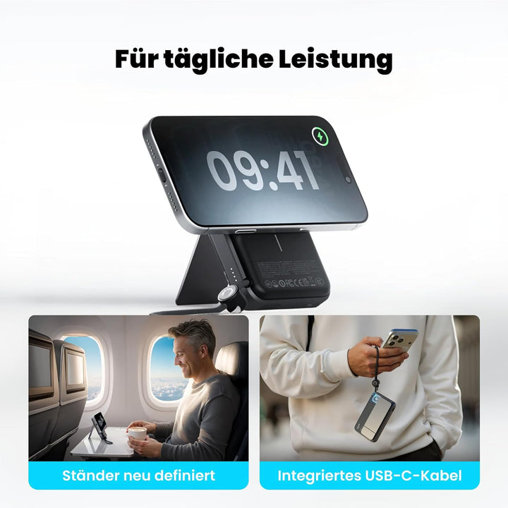 sharge ICEMAG 3 Magsafe Powerbank 10000mAh, Qi2.2 25W Magnetische Powerbank mit Active Cooling 3.0,
