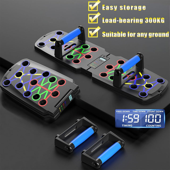 30-in-1 Liegestützbrett Set mit Zähler, klappbares Push Up Board mit Anti-Rutsch Griffen, Liegestütz