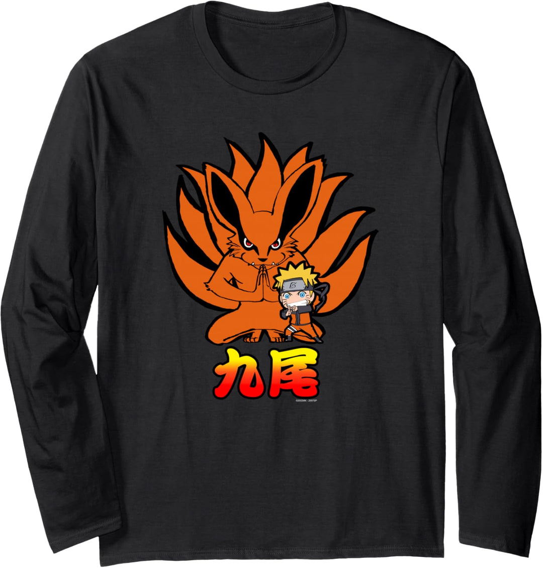 Naruto Shippuden Naruto Kurama Nine Tails Chibi Langarmshirt