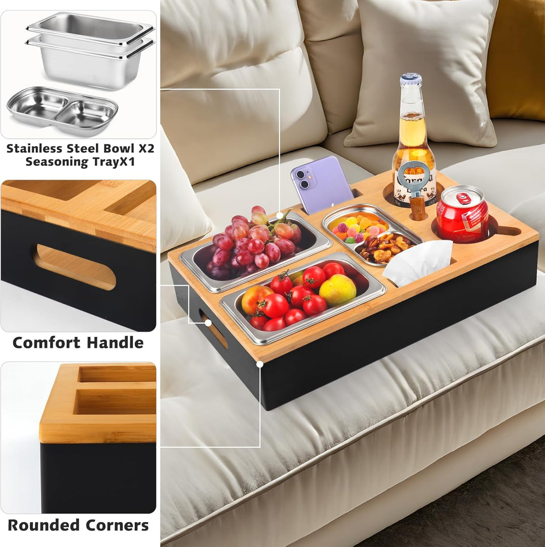 Couchbar Snackbox Sofatablett,Geburtstagsgeschenk für männer, Snackspender mit Snackschale, Getränke