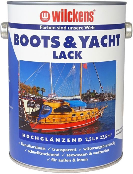 Wilckens Boots &amp; Yachtlack 2,5 L klar Bootslack Boot Yacht Lack hochglanz Klarlack Kunstharzlack far