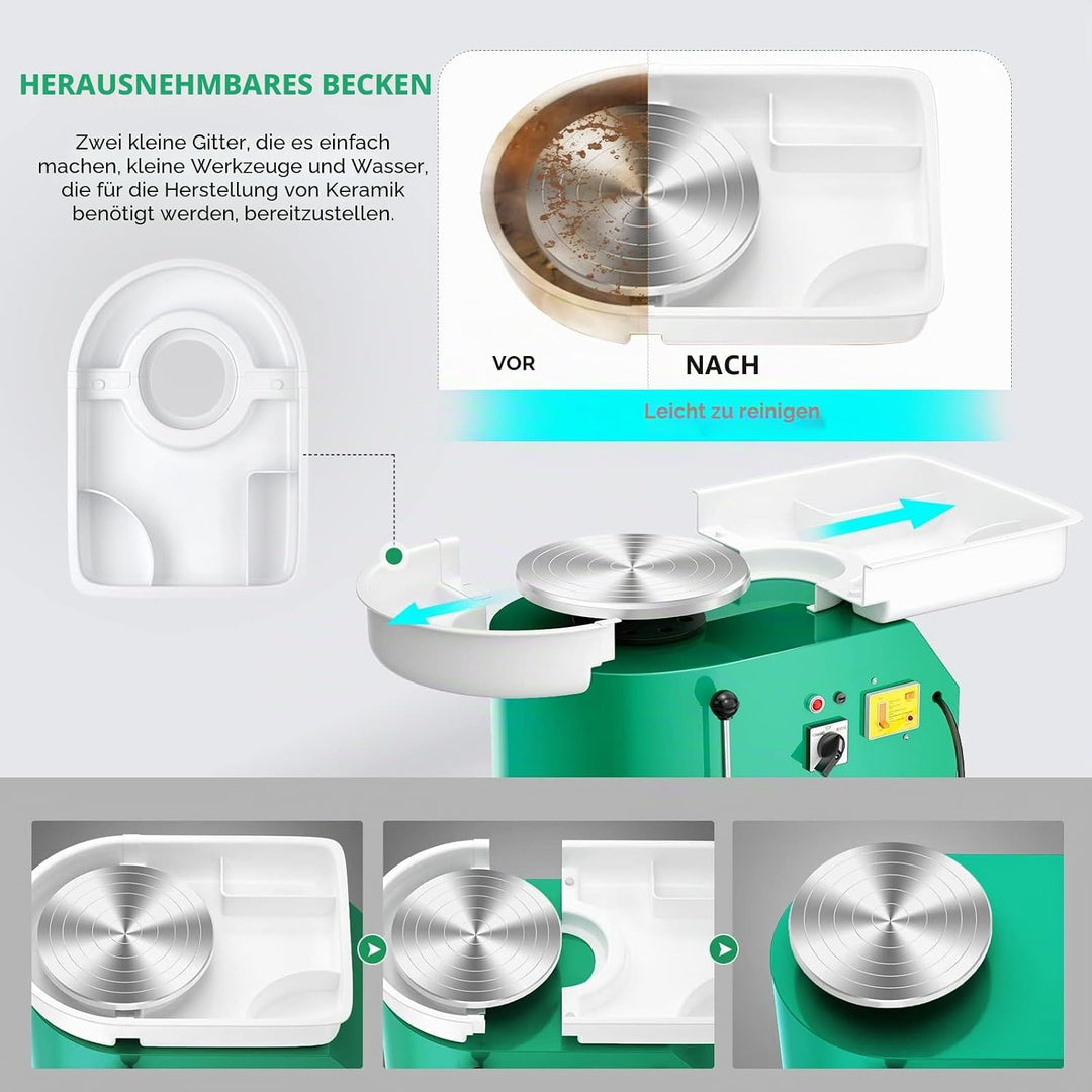 VAYOTOY Elektrische Töpferscheibe Maschine 25CM 350W Keramik Clay Maschine Professionelle Töpfersche