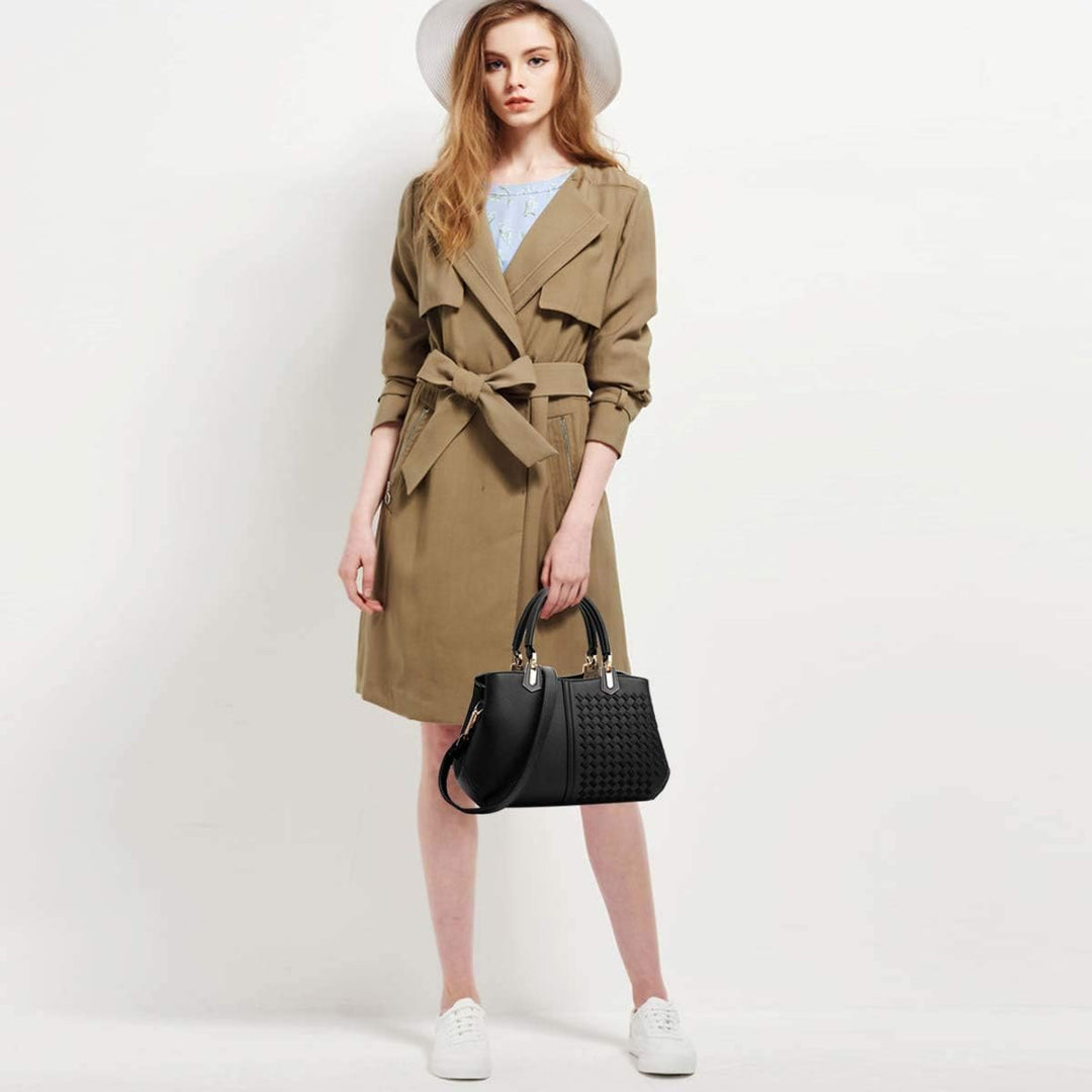 NICOLE&DORIS Frau Dame Handtaschen Schultertasche Taschen Shopper Umhängetasche PU Schwarz A, Schwar