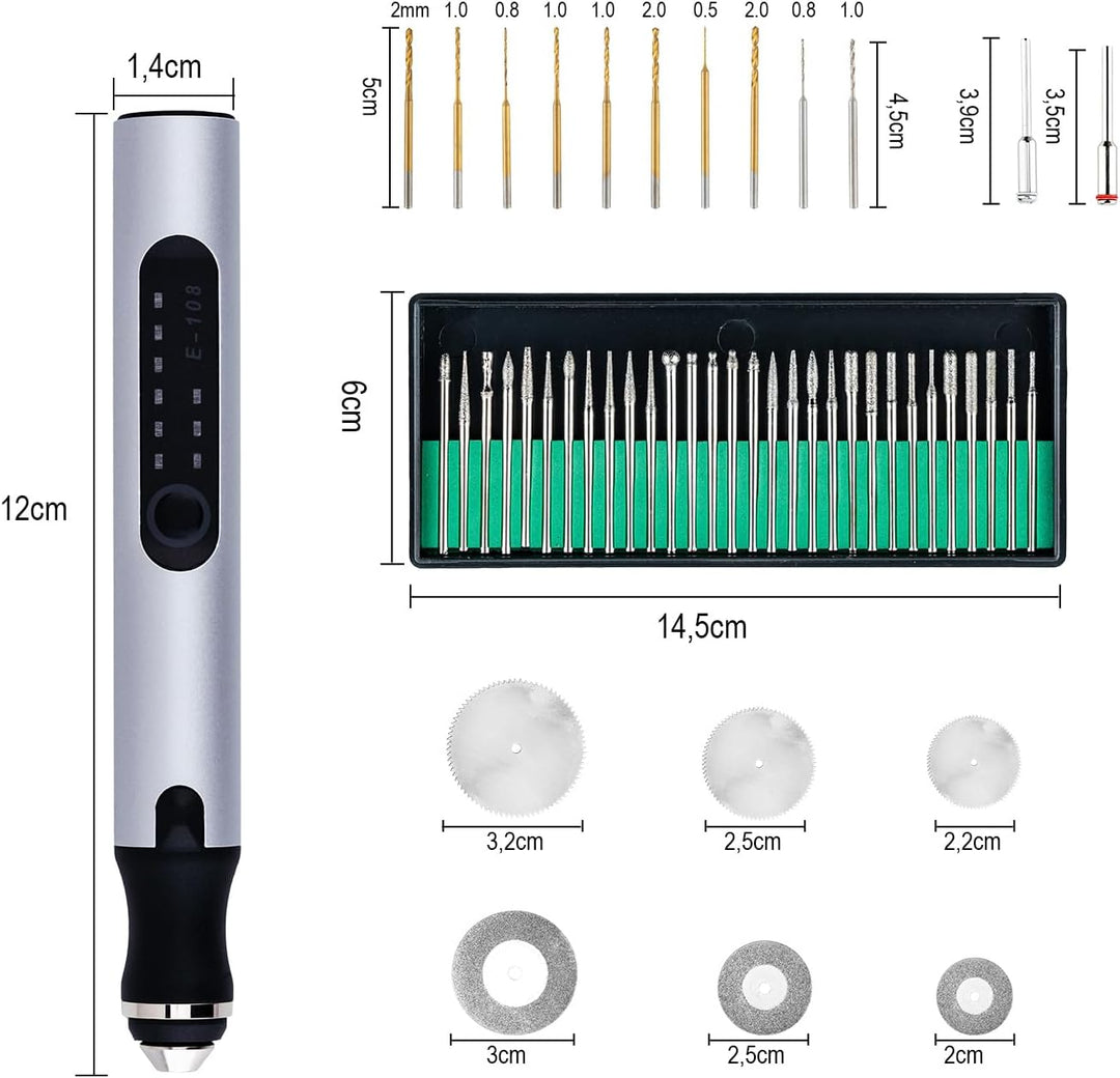 Mcbazel Elektrischer Gravierstift, USB Wiederaufladierbar Gravur Werkzeug Kit, Graveur Gravurwerkzeu