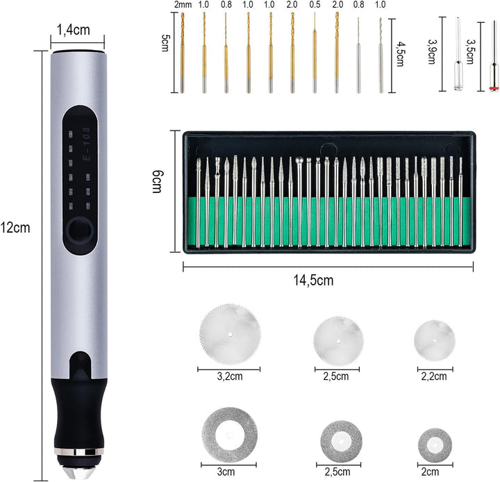 Mcbazel Elektrischer Gravierstift, USB Wiederaufladierbar Gravur Werkzeug Kit, Graveur Gravurwerkzeu