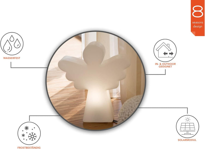 8 seasons design Shining Angel Solar LED Engel Figur (40 cm, weiss), Dämmerungssensor, Solarpanel, w