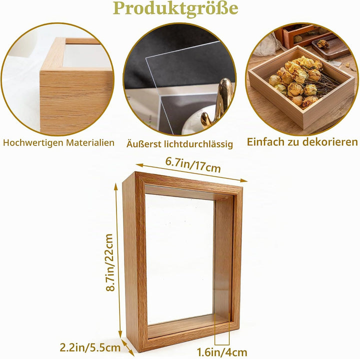 Acryl Schattenbox Rahmen Transparenter 3D Holz Bilderrahmen Befüllen Blumensträusse Fotos Medaillen