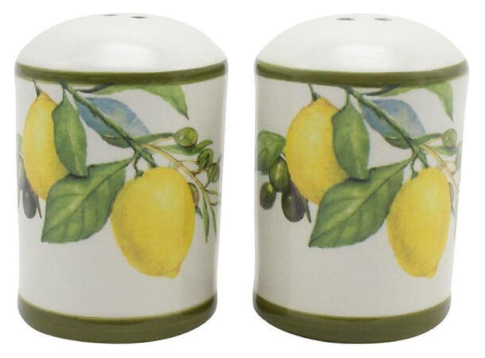 Set Salzstreuer und Pfefferstreuer Zitronen Motiv, 5,6x5,6x7,8 cm, 2-teilig