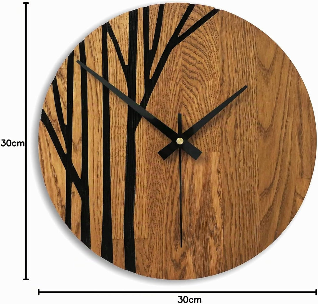 SENTOP Wanduhr aus Holz, Wanduhr aus Eiche, Moderne Wanduhr, Heimdekoration, Wanduhr aus echtem Eich