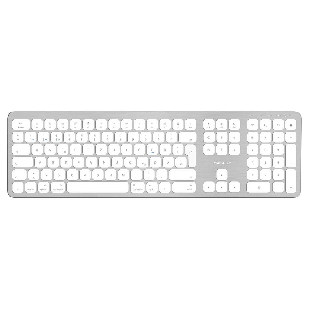 Macally BTWKEYMB-DE, erweiterte Quick-Switch Bluetooth Funk-Tastatur für Mac, PC, iOS und Android, Z