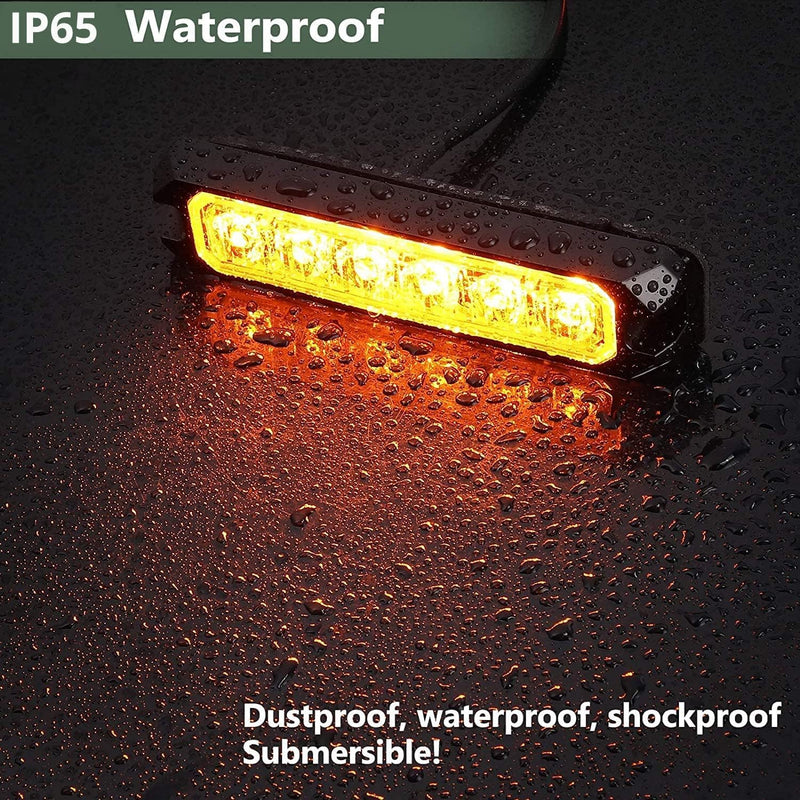 EYPINS 4X 6 LED Frontblitzer, 24W IP65 Blinklicht Warnlicht Warnleuchte Notfall Warnung Achtung Blit