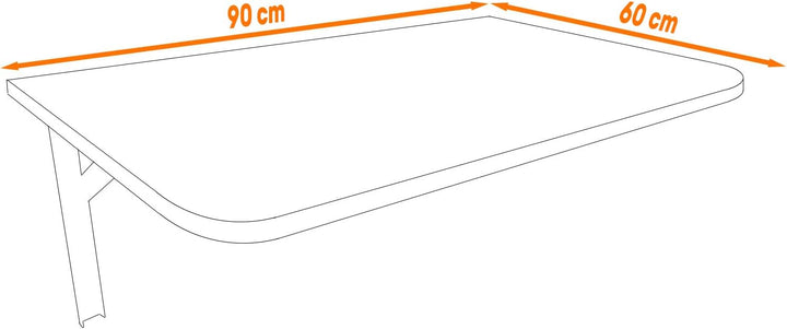 AKKE 90x60 | Wandklapptisch mit abgerundete Ecken Klapptisch Wandtisch Küchentisch Schreibtisch Kind