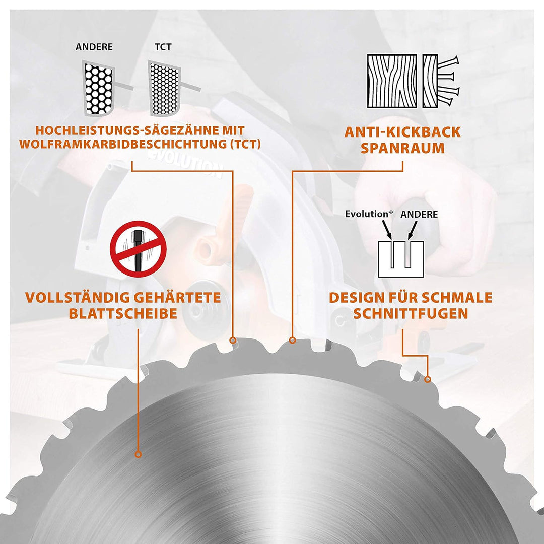 Evolution Power Tools R185TCT-20CS (Rage) Multi-Material-TCT-Klinge zum Schneiden von Holz, Metall u