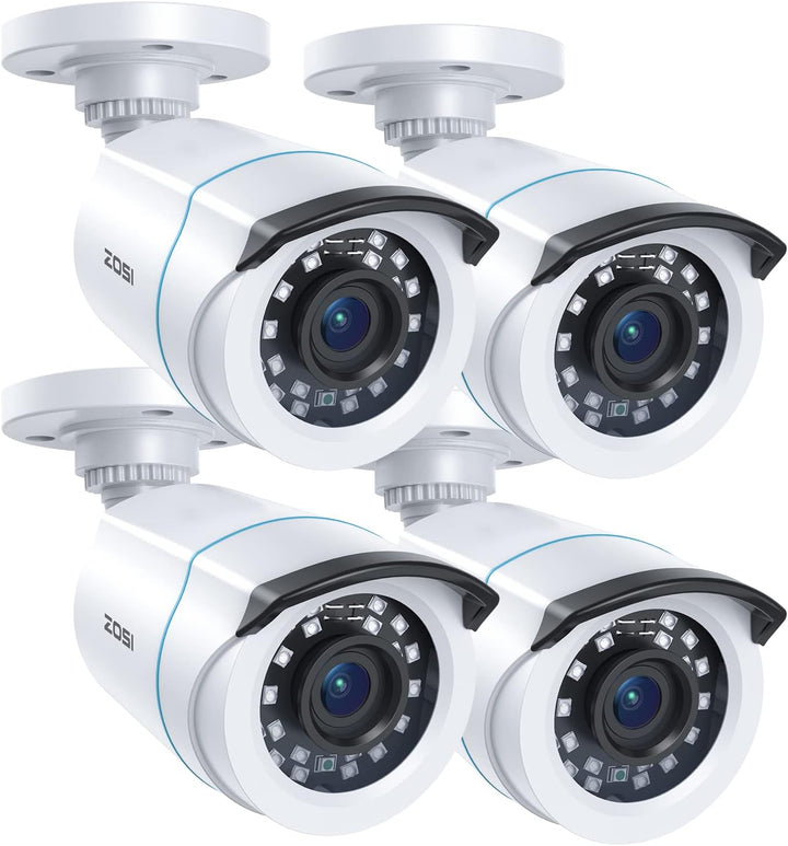 ZOSI 4 Stück 2MP 1080P Outdoor Video Überwachungskamera Set mit Netzteil und Videokabel, 1080P TVI H