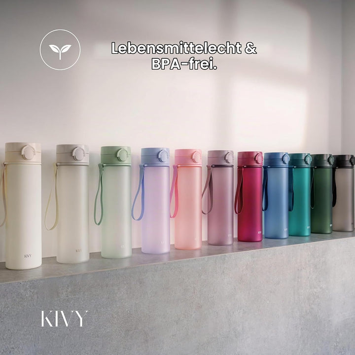 KIVY Trinkflasche 1l mit Klappdeckel [AUSLAUFSICHER &amp; BRUCHSICHER] Water Bottle BPA Frei mit klappba