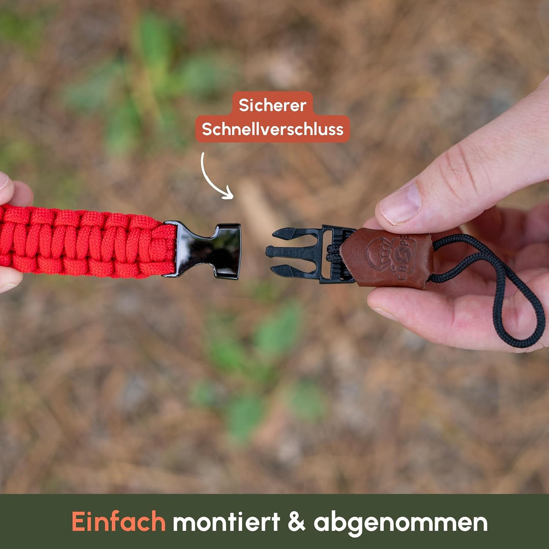 C-Rope Kamera Handschlaufe The Claw aus handgeflochtenem Paracord. Kameragurt mit Schnellverschluss-