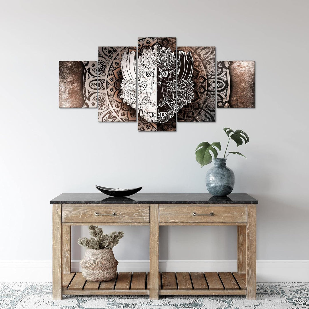 Runa Art Wandbilder Mandala Abstrakt 5 Teilig Bild auf Vlies Leinwand Deko Wohnzimmer Schlafzimmer K