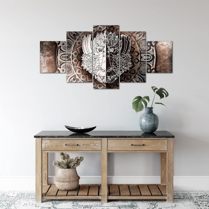 Runa Art Wandbilder Mandala Abstrakt 5 Teilig Bild auf Vlies Leinwand Deko Wohnzimmer Schlafzimmer K