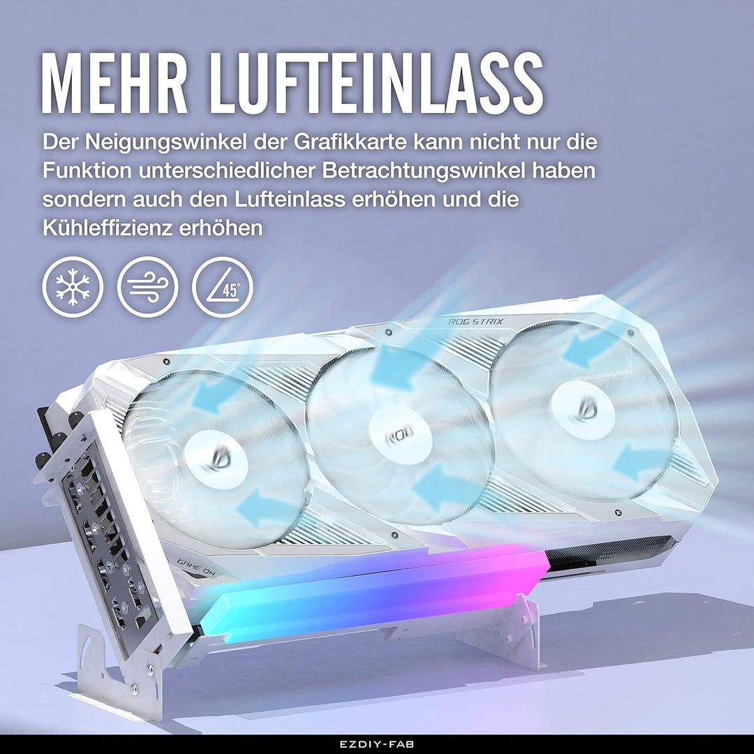 EZDIY-FAB PCIe 4.0 GPU Halterung Grafikkartenhalterung Multi-Winkel Einstellung mit 5V 3 Pin ARGB LE