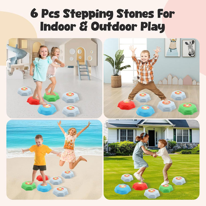Balanciersteine für Kinder mit Licht und Musik 6er Rutschfest und Stapelstein Balance Steine Set Sen