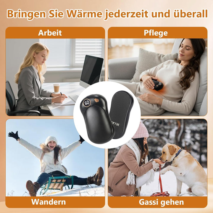 OKYUK Handwärmer 2 Pack, Magnetisches Handwärmer Elektrisch Wiederaufladbar mit 5000 mAh Akkukapazit