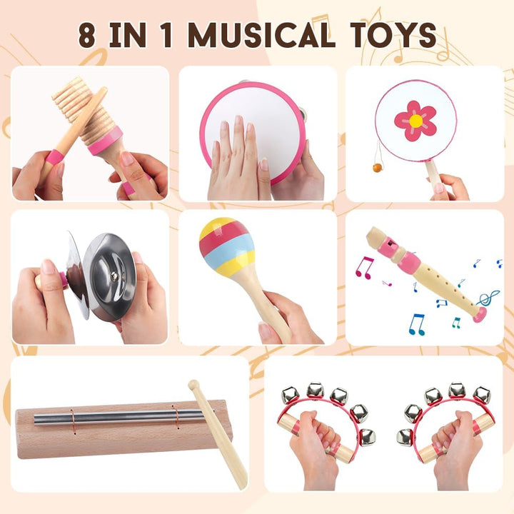 Musikinstrumente für Kleinkinder 1 2 3-jährige Mädchen, Baby Montessori Holzspielzeug für Kinder von