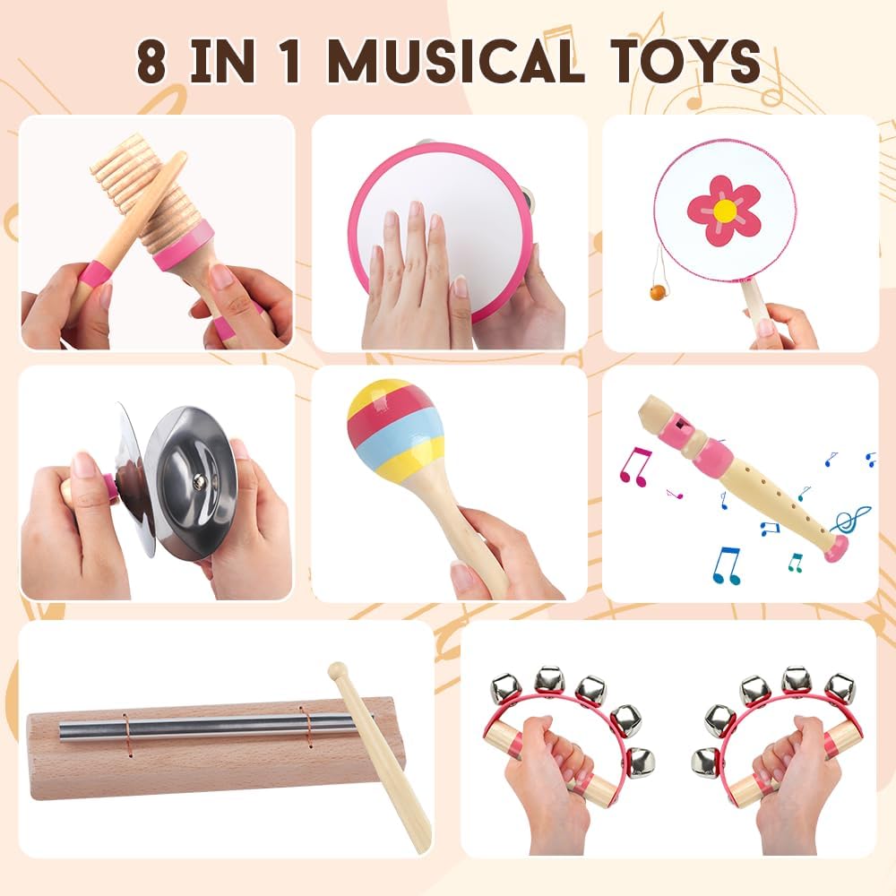 Musikinstrumente-Spielzeug für Kleinkind-Mädchen ab 1-3 Jahre | 8-in-1 Pädagogisches Montessori Spie