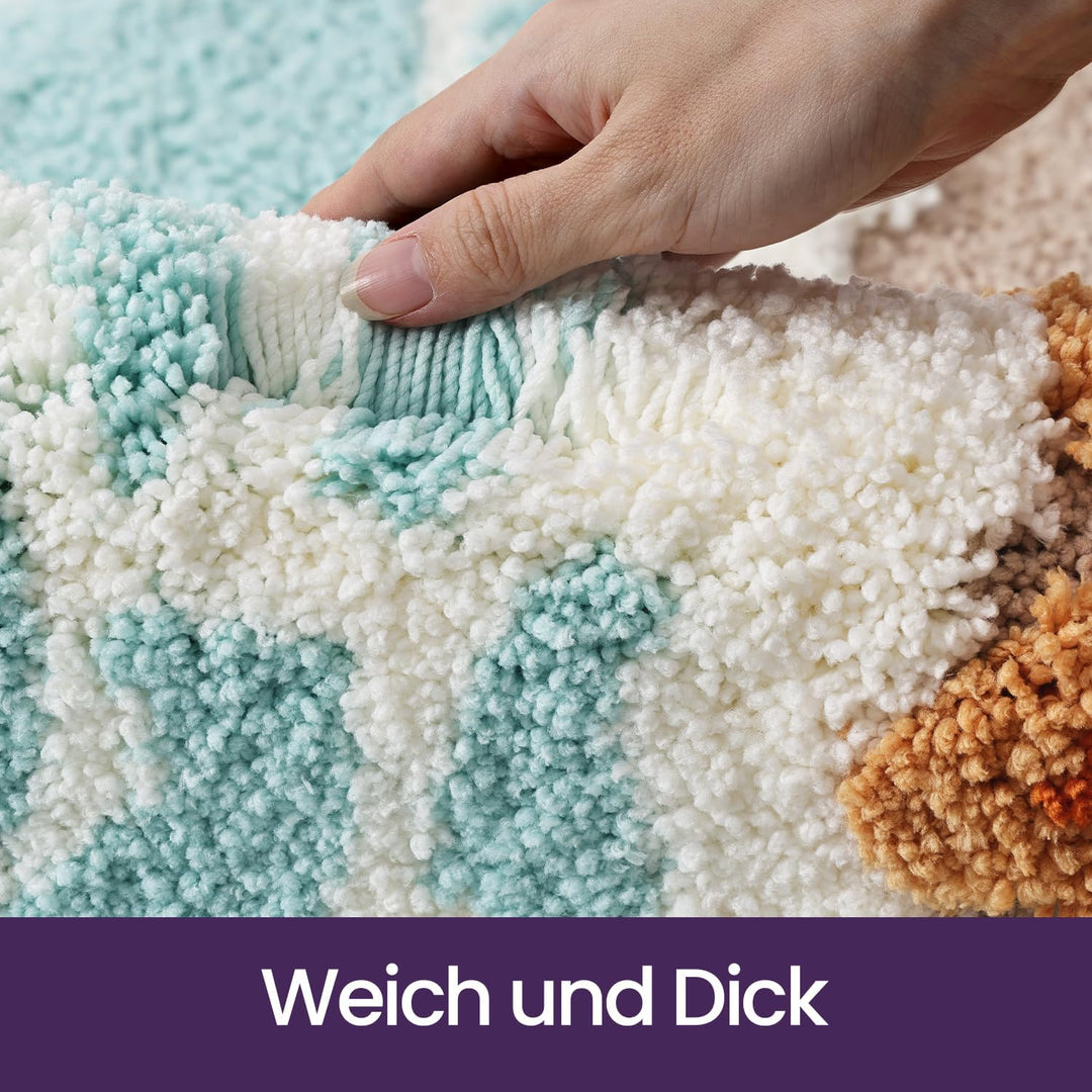 DEXI Ovale Badezimmerteppich 61 x 110 cm, Badematte rutschfest Absorbierende mit Seestern-Strand Mus