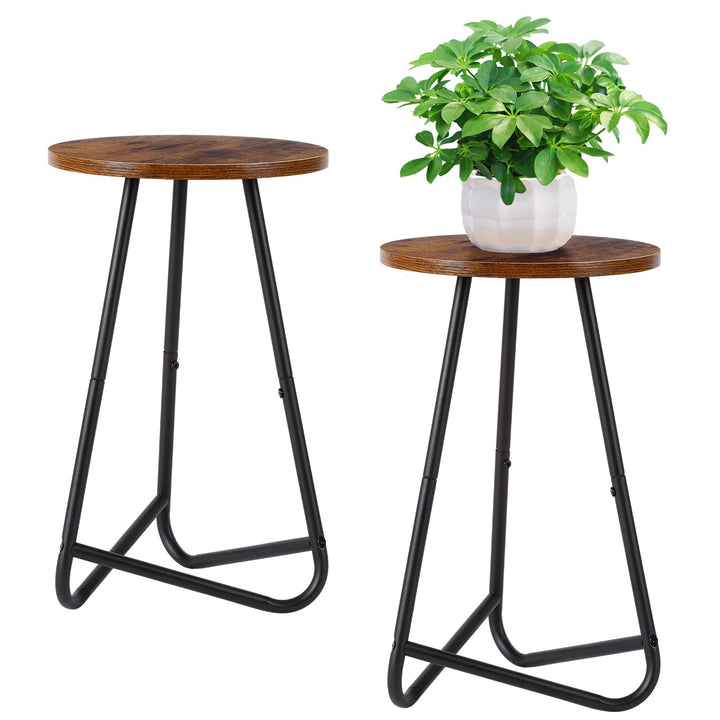 HDANI 50cm Rund Pflanzenständer,Blumenständer 2 set,Pflanzenregal aus Holz und Metall,Modernes Regal