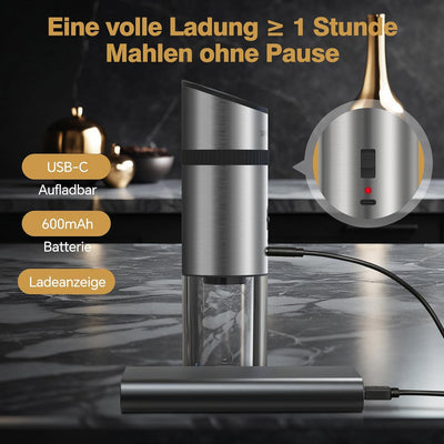 SIMPLETASTE Pfeffer und Salzmühle Automatisch mit Kippsensor Elektrisch, USB Wiederaufladbare Akku G