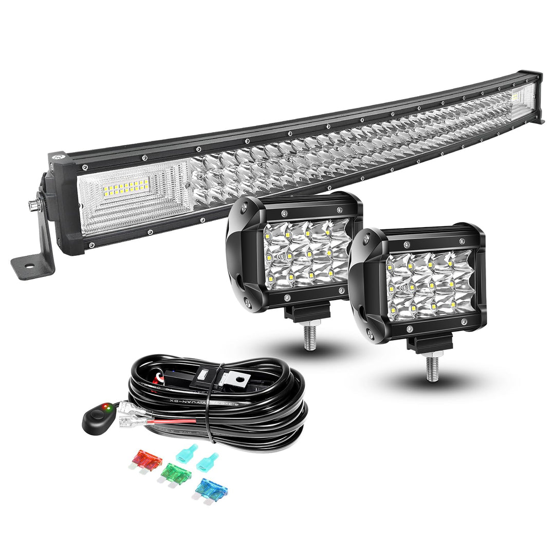 AUXTINGS LED Zusatzscheinwerfer Scheinwerfer mit 3 Reihen 82 cm 405W LED Nebelscheinwerfer gebogen,