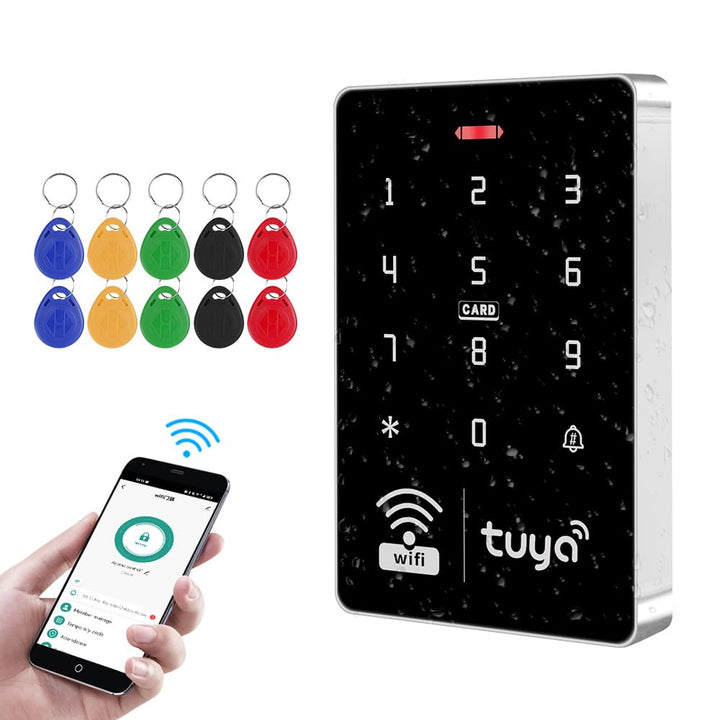 FUSYTULY WiFi Tuya RFID-Zugangskontrolltastatur IP68 wasserdicht, Dual-Frequenz 125 kHz / 13,56 MHz