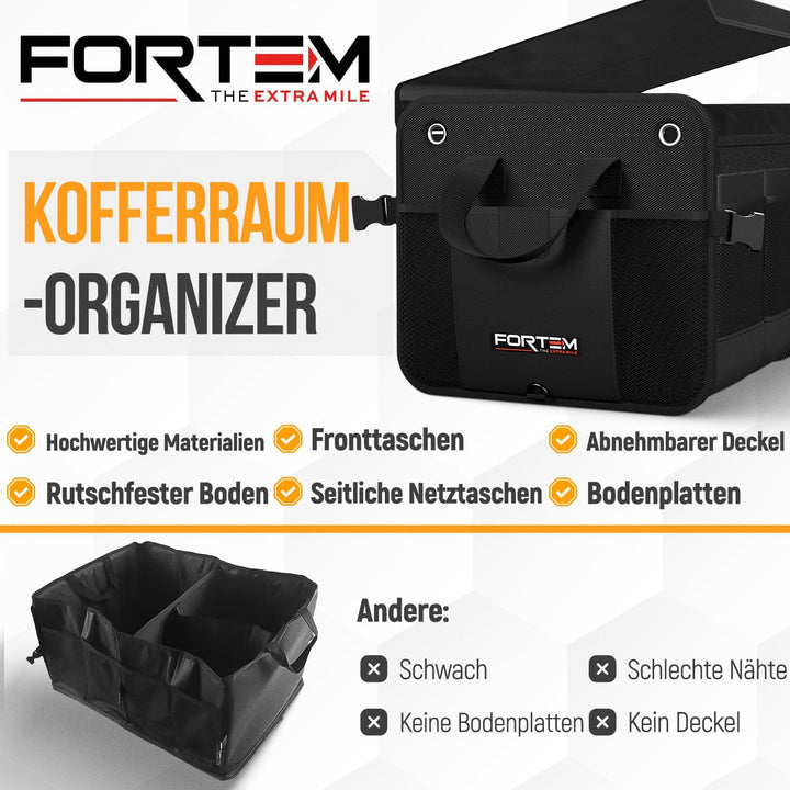 FORTEM Kofferraum Organizer, Kofferraumtasche, Zusammenklappbarer Auto Organizer Kofferraum mit Fäch