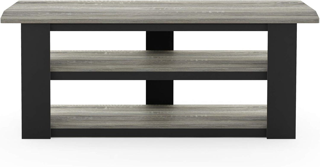 Furinno Parsons TV-Unterhaltungszentrum mit 3 Ebenen, holz, Eiche Grau/Schwarz, 34.04 x 34.04 x 41.9