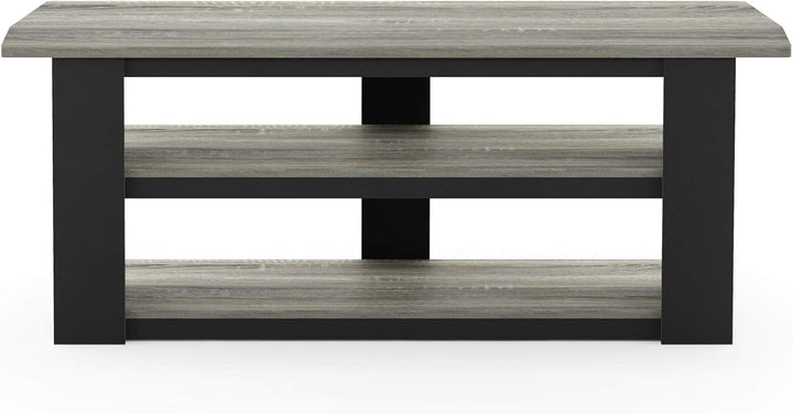 Furinno Parsons TV-Unterhaltungszentrum mit 3 Ebenen, holz, Eiche Grau/Schwarz, 34.04 x 34.04 x 41.9