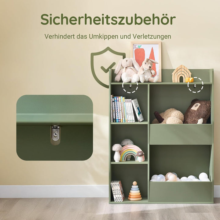 SoBuy Kinder Bücherregal Montessori Regal Kinderzimmer mit 5 Offenes Fach Kinderregal für Spielzeug