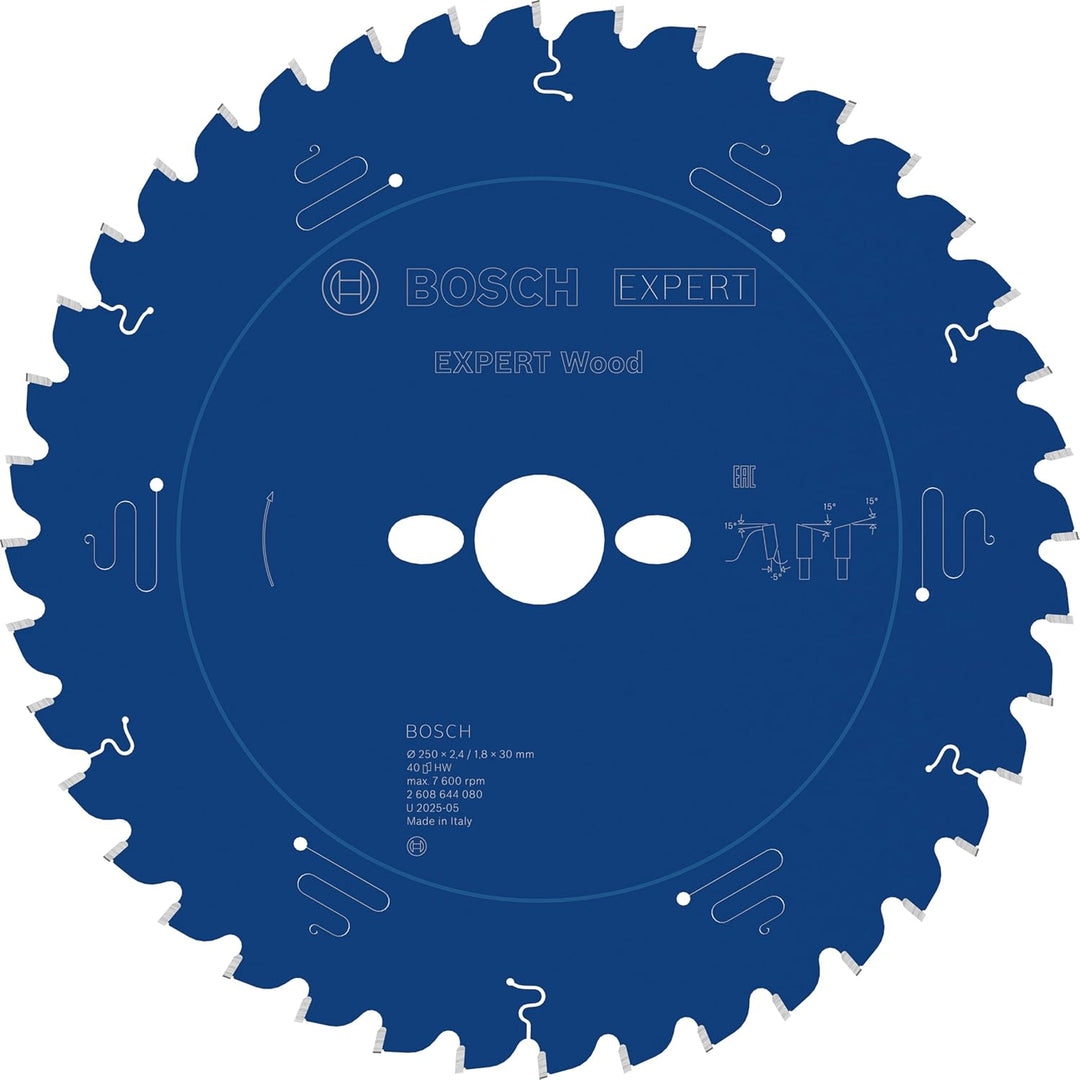 Bosch Professional 1x Kreissägeblatt Expert for Wood (Holz, Sägeblatt Ø 250 x 30 x 2,4 mm, 40 Zähne,