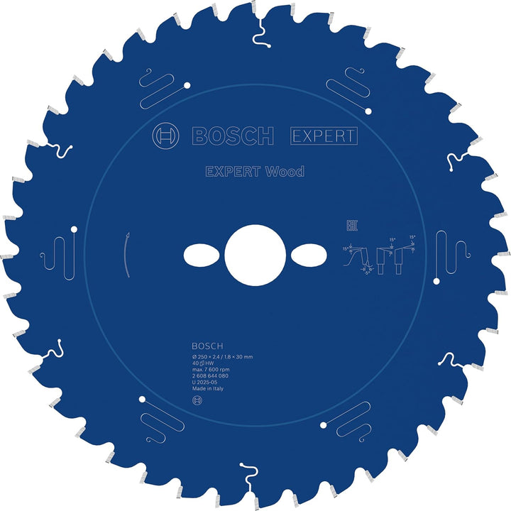 Bosch Professional 1x Kreissägeblatt Expert for Wood (Holz, Sägeblatt Ø 250 x 30 x 2,4 mm, 40 Zähne,