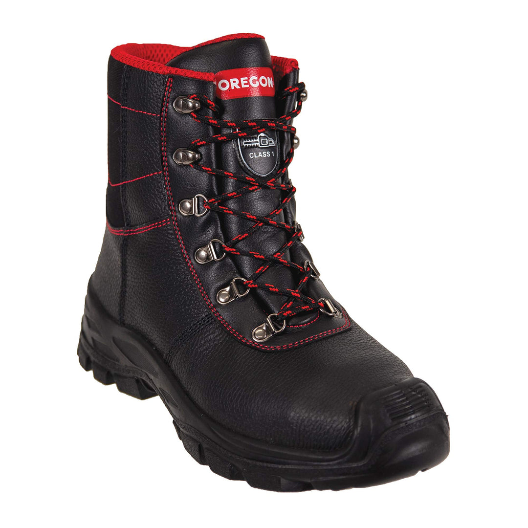 Oregon Sarawak Klasse 1 Kettensägen-Schnittschutzstiefel aus Leder, Stahlkappen, Sicherheits-Arbeits